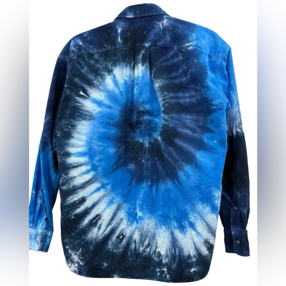 Polo Ralph Lauren Blue Tie Dye Oxford Shirt Logo Button Down Festival Statement - Picture 5 of 12